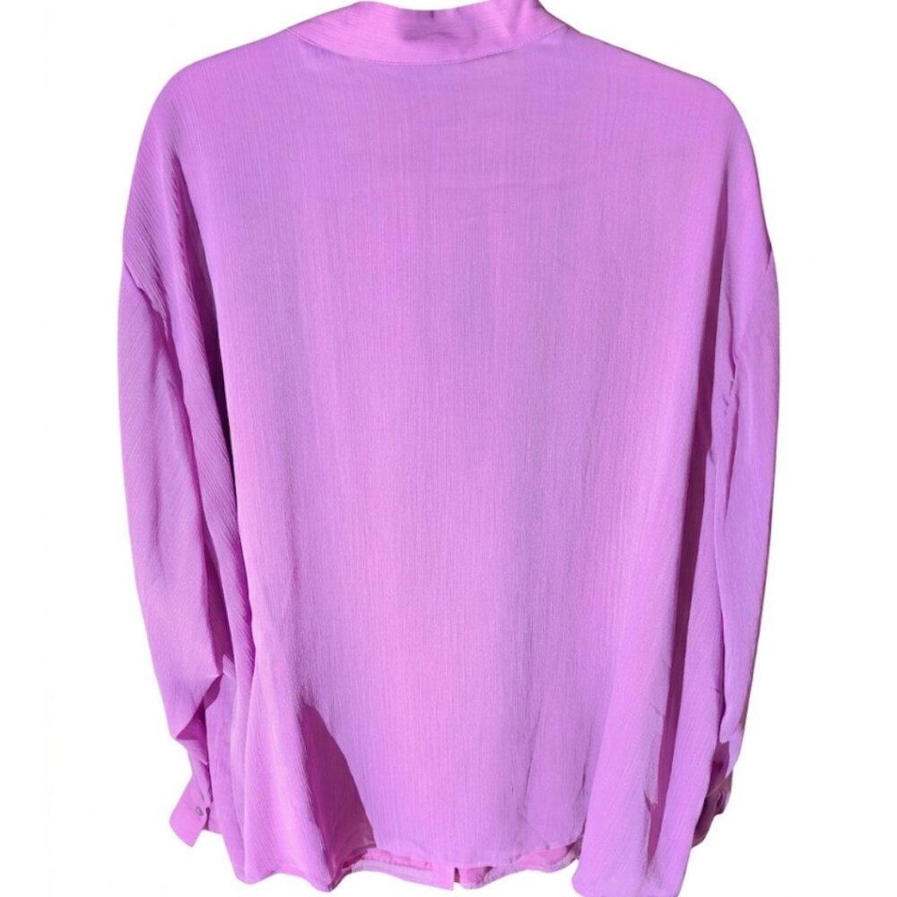 Vintage 90s Plus Size Bob Mackie Purple Ruffle Beaded Blouse - Picture 2 of 4